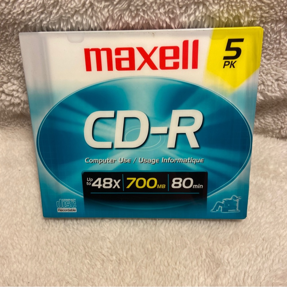 Maxwell CD-R 48X 700MB 80 Minutes Data Blank CD Media 5 Pack Slim Case